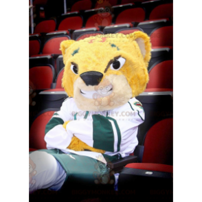 Disfraz de mascota tigre amarillo sonriente BIGGYMONKEY™ en