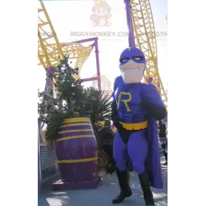 Μπλε και κίτρινη φόρμα μασκότ Superhero BIGGYMONKEY™ -