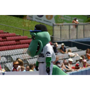 BIGGYMONKEY™ Mascot Costume Green Crocodile In White Hockey
