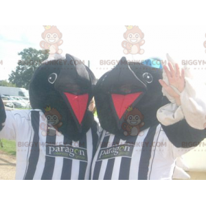 2 BIGGYMONKEY's zwarte beer-molmascotte in sportkleding -
