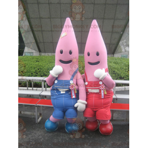 2 mascotes de estrela-do-mar rosa do BIGGYMONKEY™ vestidos de