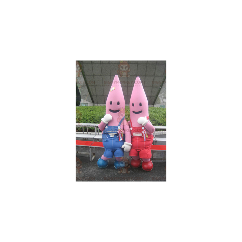 2 BIGGYMONKEY™s rosa sjøstjernemaskot kledd i kjeledress - Fiskemaskotter - BIGGYMONKEY_02367 - BiggyMonkey.com