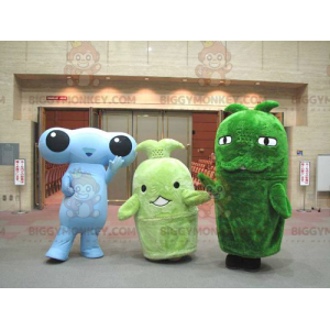 3 maskot BIGGYMONKEY™, jeden modrý mimozemšťan a dva zelení