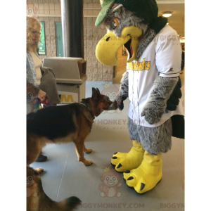 Costume de mascotte BIGGYMONKEY™ d'aigle gris et jaune tout