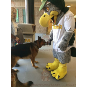 Costume de mascotte BIGGYMONKEY™ d'aigle gris et jaune tout