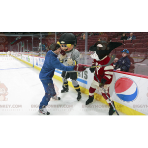 BIGGYMONKEY™ Blond Boy and Black Orc Mascot Costume in Hockey