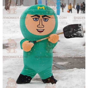 Mens BIGGYMONKEY™ Mascot Costume with Jumpsuit and Green Hood -