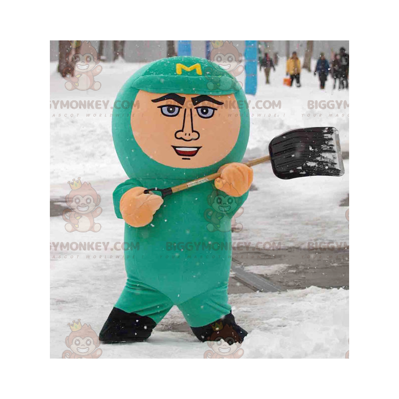 Męski kostium maskotki BIGGYMONKEY™ z kombinezonem i zielonym Męski kostium maskotki BIGGYMONKEY™ z kombinezonem i zielonym