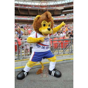 BIGGYMONKEY™ mascottekostuum bruine en gele leeuw in