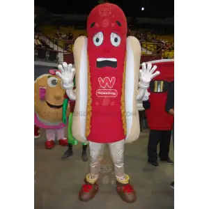 Red and Tan Giant Hot Dog BIGGYMONKEY™ Maskottchen-Kostüm -