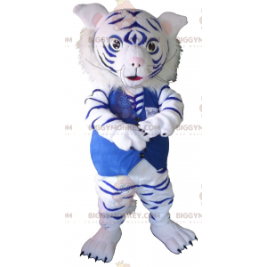 Kostým maskota bílého a modrého tygra BIGGYMONKEY™ –