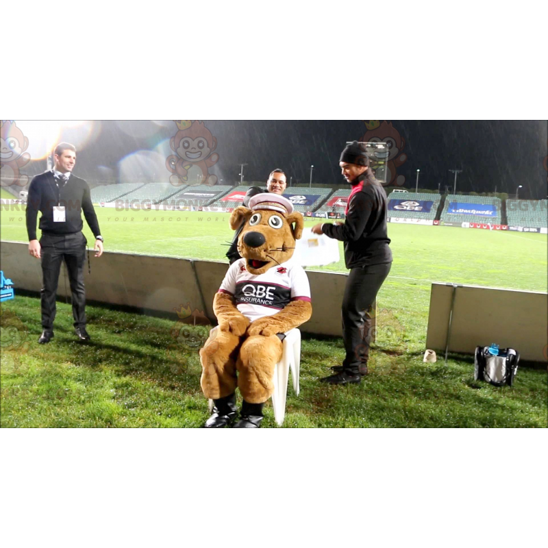 Bruine hond BIGGYMONKEY™ mascottekostuum in sportkleding -