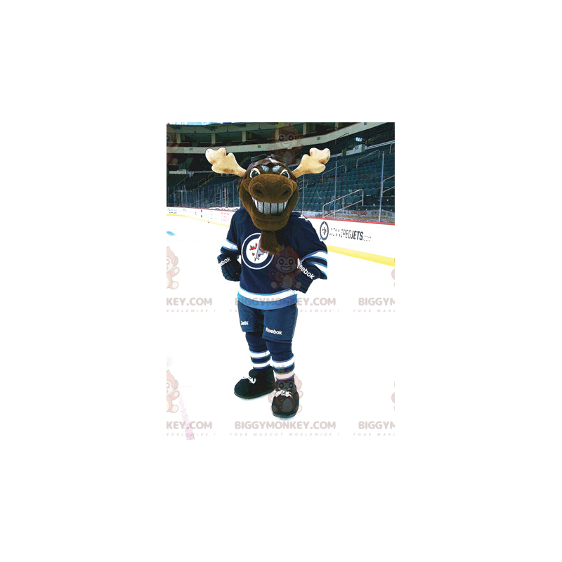 BIGGYMONKEY™ bruin kariboe rendier mascotte kostuum in hockey BIGGYMONKEY™ bruin kariboe rendier mascotte kostuum in hockey