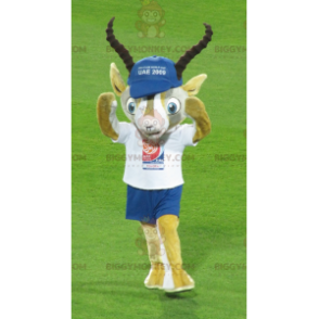 Costume de mascotte BIGGYMONKEY™ de gazelle jaune et blanche en