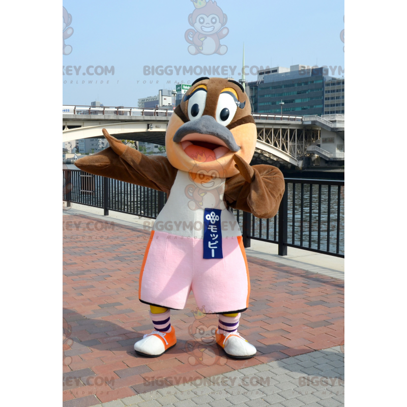 Costume de mascotte BIGGYMONKEY™ d'oiseau de canard marron et Costume de mascotte BIGGYMONKEY™ d'oiseau de canard marron et