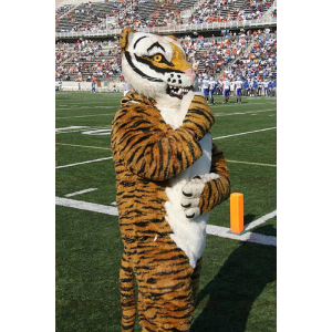 Very Realistic Brown White And Black Tiger BIGGYMONKEY™ Mascot