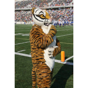 Costume mascotte BIGGYMONKEY™ tigre bianca e nera molto