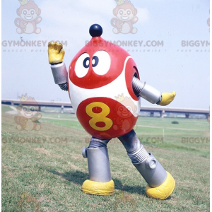 Red White and Metallic Gray Robot BIGGYMONKEY™ Mascot Costume –