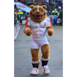 BIGGYMONKEY™ Brown Dog Muscular Bulldog Mascot Costume In