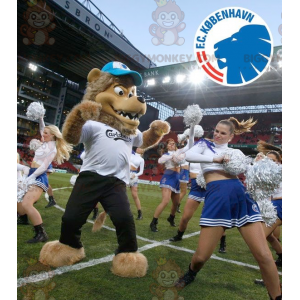 Costume de mascotte BIGGYMONKEY™ de lion marron drôle et poilu
