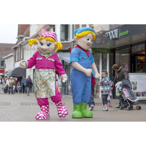 2 Maskot BIGGYMONKEY™ je blonďatá dívka a blonďatý chlapec –