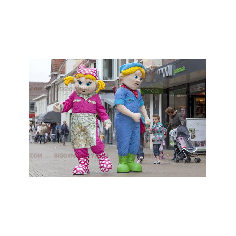 2 BIGGYMONKEY's mascotte een blond meisje en een blonde jongen 2 BIGGYMONKEY's mascotte een blond meisje en een blonde jongen