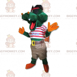 Cute Crocodile BIGGYMONKEY™ Mascot Costume Dressed Up In Pirate