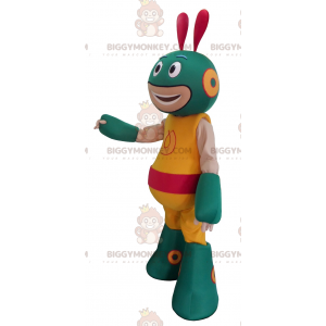 Kostým maskota mimozemského zeleného a žlutého robota BIGGYMONKEY™