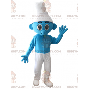 Blau-weißer Schlumpf BIGGYMONKEY™ Maskottchen-Kostüm