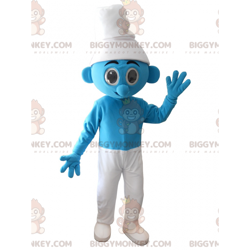 Blau-weißer Schlumpf BIGGYMONKEY™ Maskottchen-Kostüm -