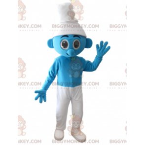 Niebiesko-biały kostium maskotki Smerfa BIGGYMONKEY™ - Znani ludzie maskotki - BIGGYMONKEY_0240 - BiggyMonkey.com
