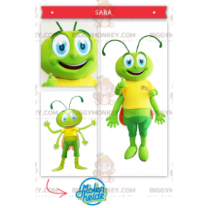 Traje de mascote de gafanhoto verde BIGGYMONKEY™ –