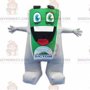 Grün-weißer dicker Mann BIGGYMONKEY™ Maskottchen-Kostüm -