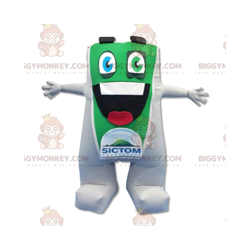Grön och vit Fat Man BIGGYMONKEY™ maskotdräkt - BiggyMonkey Grön och vit Fat Man BIGGYMONKEY™ maskotdräkt - BiggyMonkey