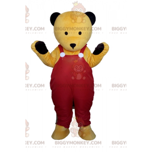 Costume de mascotte BIGGYMONKEY™ de nounours jaune en salopette