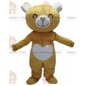 Meget smilende gul og hvid bamse BIGGYMONKEY™ maskotkostume -