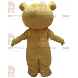 Zeer lachende gele en witte teddy BIGGYMONKEY™ mascottekostuum