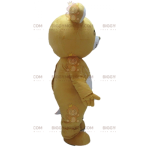 Zeer lachende gele en witte teddy BIGGYMONKEY™ mascottekostuum