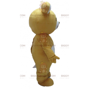 Zeer lachende gele en witte teddy BIGGYMONKEY™ mascottekostuum