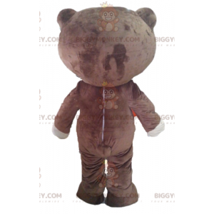 Disfraz de mascota de oso marrón y blanco BIGGYMONKEY™ con una