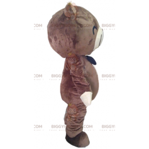 Traje de mascote BIGGYMONKEY™ de urso marrom e branco com um