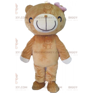 BIGGYMONKEY™ mascot costume of beige and white bear with a big