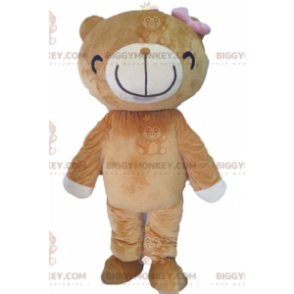 Costume de mascotte BIGGYMONKEY™ d'ourse beige et blanche avec