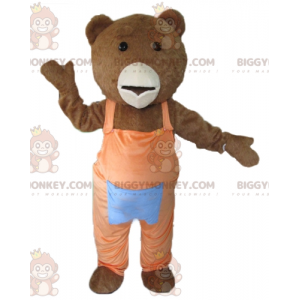 Brown and White Bear BIGGYMONKEY™ Mascot Costume with Orange