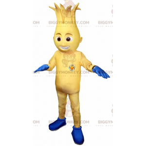 Kostým žlutomodrého sněhuláka BIGGYMONKEY™ maskota
