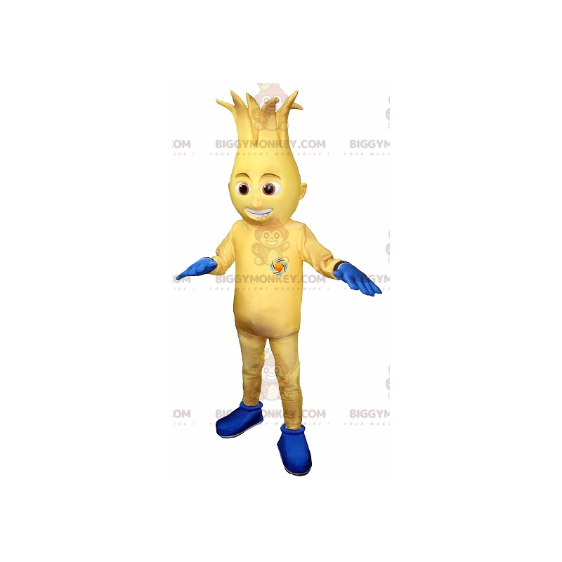 Kostým žlutomodrého sněhuláka BIGGYMONKEY™ maskota –