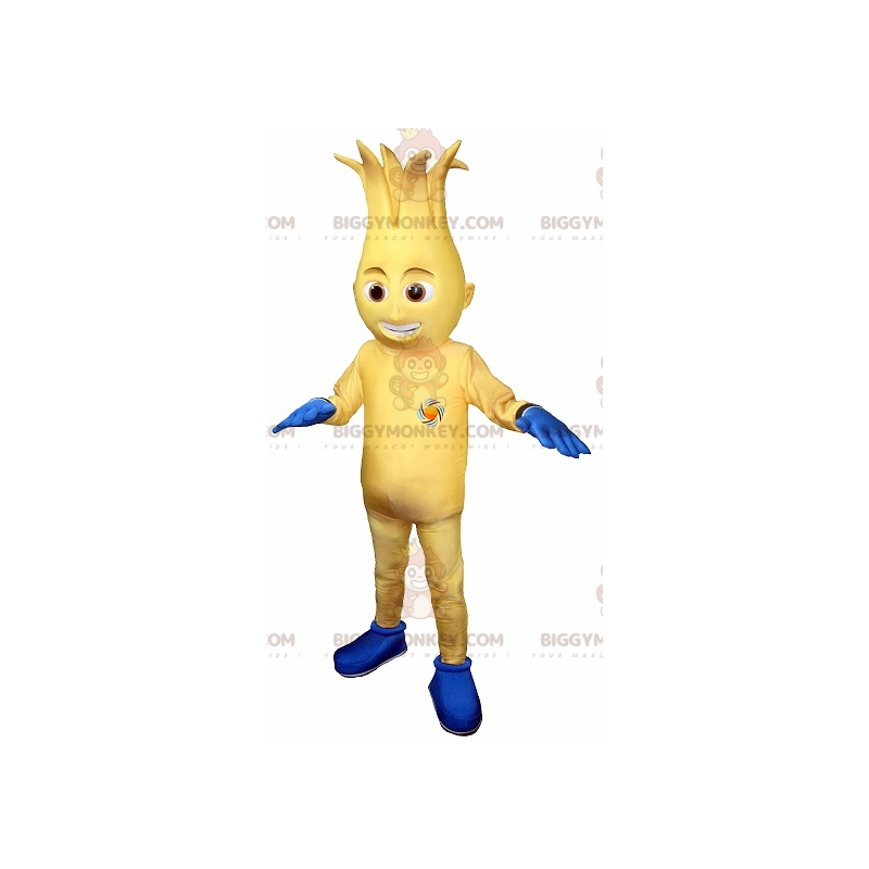 Traje de mascote de boneco de neve amarelo e azul BIGGYMONKEY™ Traje de mascote de boneco de neve amarelo e azul BIGGYMONKEY™