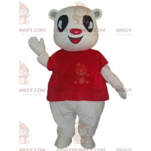 White Teddy BIGGYMONKEY™ Mascot Costume with Red T-Shirt –