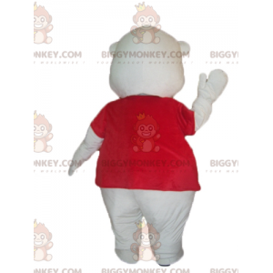 Vit Teddy BIGGYMONKEY™ maskotdräkt med röd T-shirt -