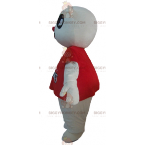 Vit Teddy BIGGYMONKEY™ maskotdräkt med röd T-shirt - Bärmaskot - BIGGYMONKEY_02552 - BiggyMonkey.com